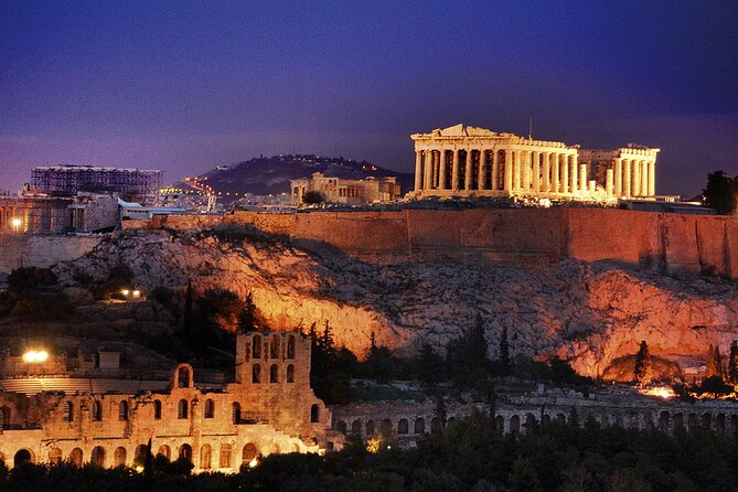 Athens Acropolis illuminated at night